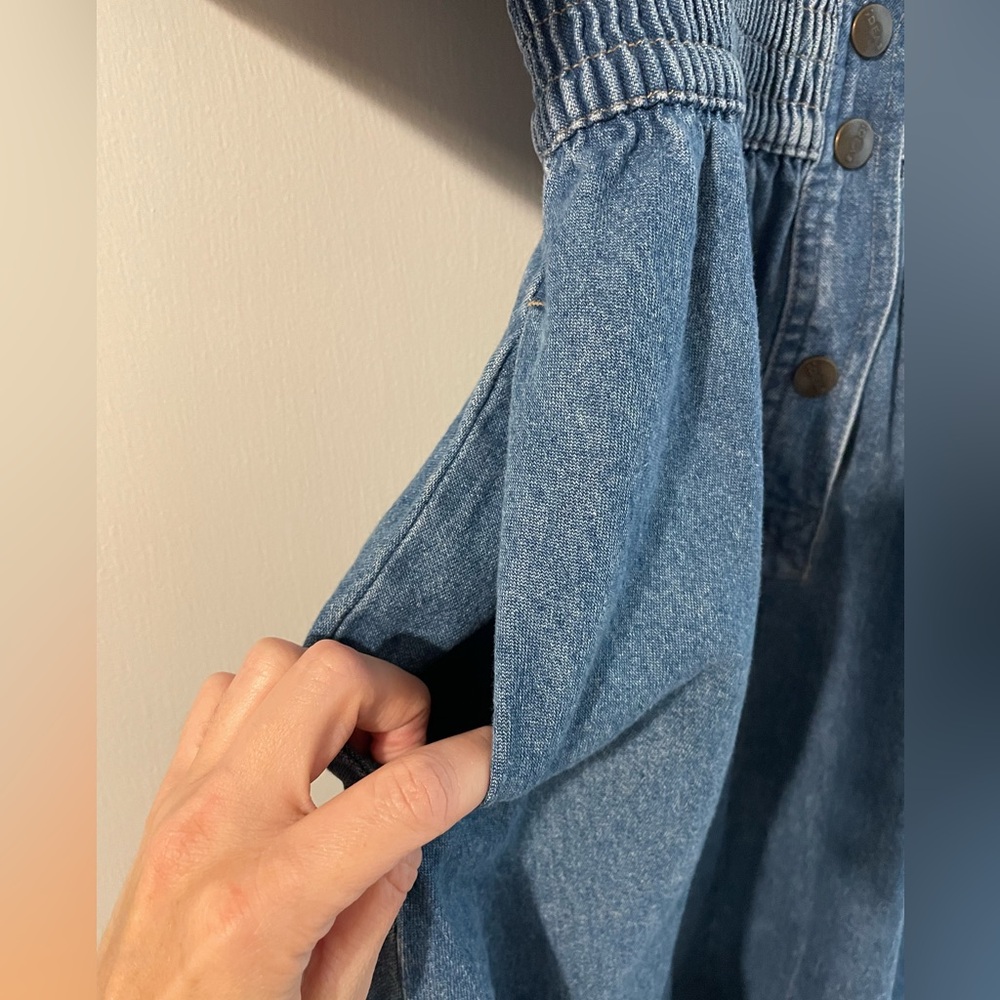 Denim Western Dress Button Down with Elastic Waist - Picture 2 of 5